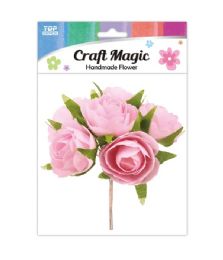 600 Pieces 6-Piece satin flower Pink 2.5cm - Craft Stems