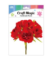 600 Pieces 6-Piece satin flower Red 2.5cm - Craft Stems