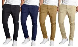 24 of Men's SliM-Fit Cotton Stretch Chino Pants Assorted Colors Bulk Buy