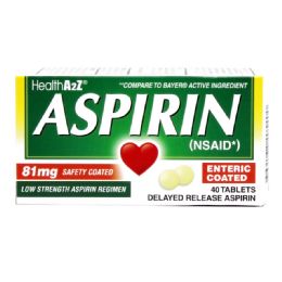 24 pieces Health A 2z Aspirin Coated Tablet 81 Mg 40 Ct Compare To Bayer - Pain and Allergy Relief