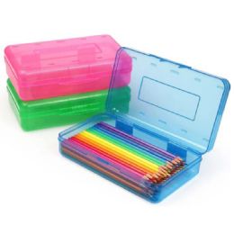 48 pieces Eclips Pencil Box 8 X 5 X 2 Inch Student Box Astd Colors - Pencil Boxes & Pouches