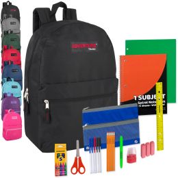 24 of 17" Classic Backpack 25-Piece School Supply Kit - 8 Colors