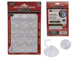 96 Pieces 12-Piece Set Suction Cup Hooks In White - Hooks