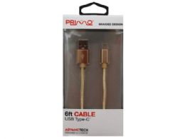 36 pieces Primo 6 Foot Braided Usb Type C Cable In Gold - Cables and Wires