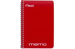 72 pieces Memo Book Poly Cover Side Bound Spiral 4" X 6" 70 Ct., Red - Notebooks
