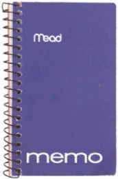 72 of Memo Book Poly Cover Side Bound Spiral 4" X 6" 70 Ct., Purple