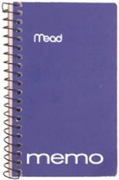 72 pieces Memo Book Poly Cover Side Bound Spiral 4" X 6" 70 Ct., Purple - Notebooks