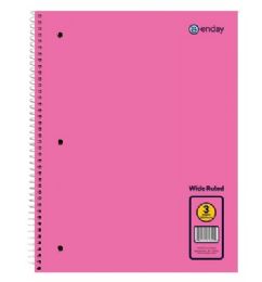 36 pieces Spiral Notebook 3-Subject W/r 120 Ct., Pink - Notebooks