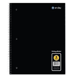 36 pieces Spiral Notebook 3-Subject C/r 120 Ct., Black - Notebooks