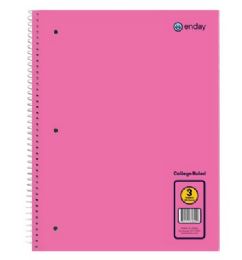 36 pieces Spiral Notebook 3-Subject C/r 120 Ct., Pink - Notebooks