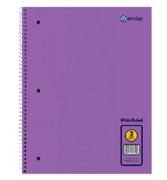 36 pieces Spiral Notebook 3-Subject W/r 120 Ct., Purple - Notebooks