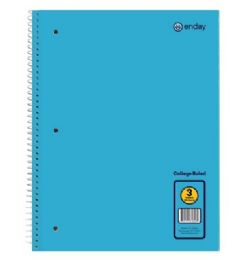36 pieces Spiral Notebook 3-Subject C/r 120 Ct., Blue - Notebooks