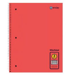 36 pieces Spiral Notebook 3-Subject W/r 120 Ct., Red - Notebooks