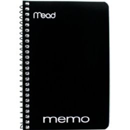 72 pieces Memo Book Poly Cover Side Bound Spiral 4" X 6" 70 Ct., Black - Notebooks