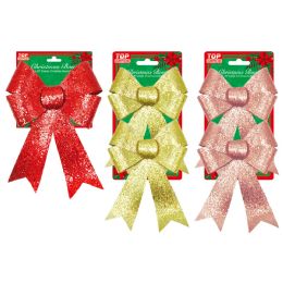 72 Wholesale Christmas Glitter Bow