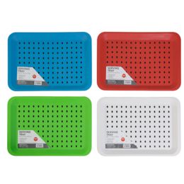 24 pieces Tray AntI-Skid W/handles 4 Assorted Colors 12 Inch X 17.75 Inch - Serving Trays