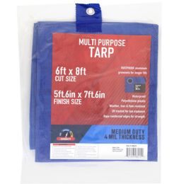28 Pieces Tarp 5.6x7.6 Blue 4mil Weather Resistant In Pdq - Tarps