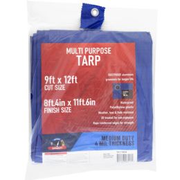 12 pieces Tarp 8.4x11.6 Blue 4mil Weather Resistant In Pdq - Tarps