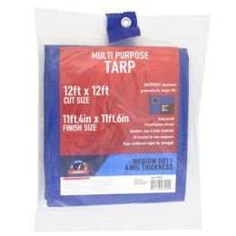 9 pieces Tarp 11.4x11.6 Blue 4mil Weather Resistant In Pdq - Tarps