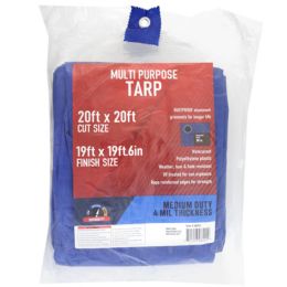3 pieces Tarp 19x19.6 Blue 4mil Weather Resistant In Pdq - Tarps