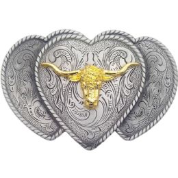 36 Wholesale Bull Belt Buckle Eye-Catching Heart-Shaped design