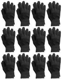 12 Pairs Yacht And Smith Kid's Unisex Gloves In Black - Kids Winter Gloves