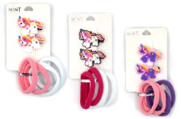 24 Pieces 6 Piece Unicorn Hair Clips With Ponytail Holder - Hair Accessories