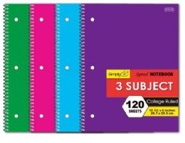 36 Wholesale 3 Subject 120 Count Notebook