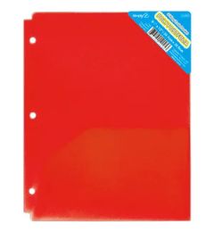 48 Pieces 2-Pocket Poly Portfolio 3 Hole Translucent Colors - Folders & Portfolios