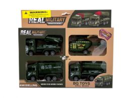 12 of 4 Pack Pull Back Toy Army Truck And Helicopter Assortment