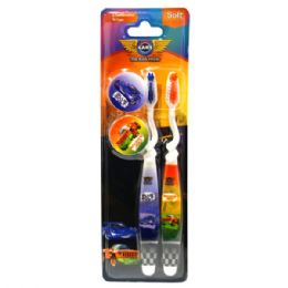 24 pieces Toothbrush 2PK W/ 2 Caps Car - Toothbrushes and Toothpaste
