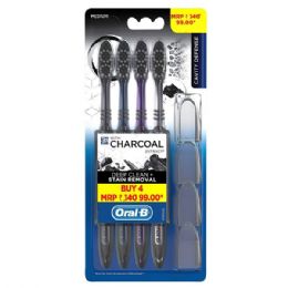 72 pieces Oral-B Toothbrush Cavity Defense Charcoal 4PK  w/ Covers Med - Toothbrushes and Toothpaste