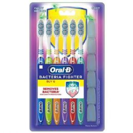 48 pieces Oral-B Toothbrush 6PK Bacteria Fighter w/ Cap Soft - Toothbrushes and Toothpaste