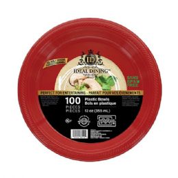 4 pieces Ideal Dining Plastic Bowl 12oz Red 100CT - Plastic Bowls and Plates