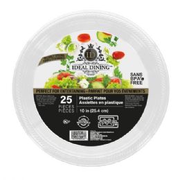 24 pieces Ideal Dining Plastic Plate 10in White 25CT - Plastic Bowls and Plates