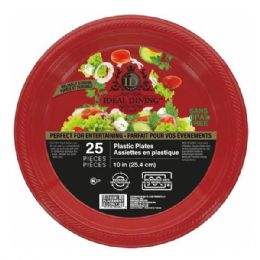 24 of Ideal Dining Plastic Plate 10in Red 25CT