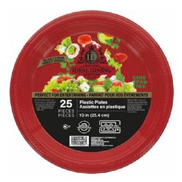 24 pieces Ideal Dining Plastic Plate 10in Red 25CT - Plastic Bowls and Plates
