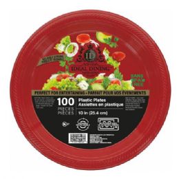 4 pieces Ideal Dining Plastic Plate 10in Red 100CT - Plastic Bowls and Plates
