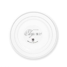 12 of Elegance Plate 6.25in White + 2 Lines Stamp Silver