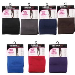 72 pieces Thermaxxx Winter Fleece Legging Assorted Colors - Womens Leggings