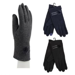144 pieces Thermaxxx Ladies Fashion Gloves w/ Touch Ball 2 Stripes - Fleece Gloves