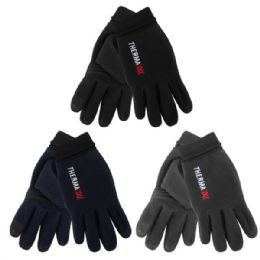 72 pieces Thermaxxx Fleece Gloves Men's Leather Palm w/ Touch - Fleece Gloves