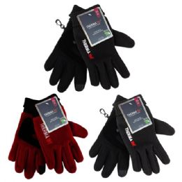 72 pieces Thermaxxx Fleece Gloves Ladie's Leather Palm w/ Touch - Fleece Gloves