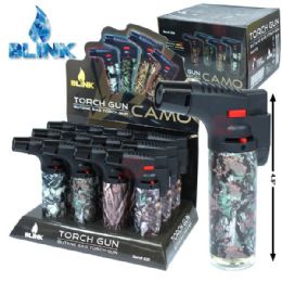 144 pieces Blink 4.5in Torch Lighter Theme Camo - Lighters