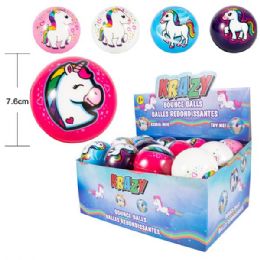 144 Wholesale Krazy Super High Bounce Ball 7.6cm Unicorn