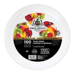 4 pieces Ideal Dining Plastic Plate 7in White 100CT - Plastic Bowls and Plates
