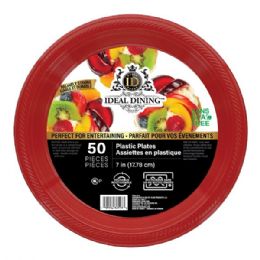 12 pieces Ideal Dining Plastic Plate 7in Red 50CT - Plastic Bowls and Plates