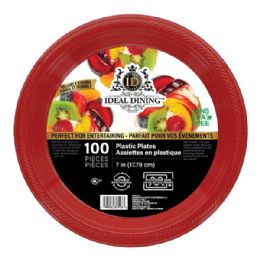 4 pieces Ideal Dining Plastic Plate 7in Red 100CT - Plastic Bowls and Plates