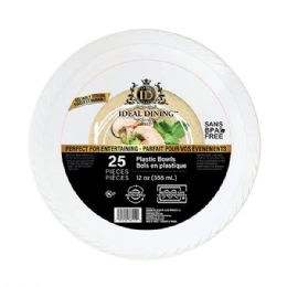 24 of Ideal Dining Plastic Bowl 12oz White 25CT