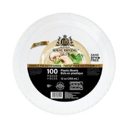 4 pieces Ideal Dining Plastic Bowl 12oz White 100CT - Plastic Bowls and Plates